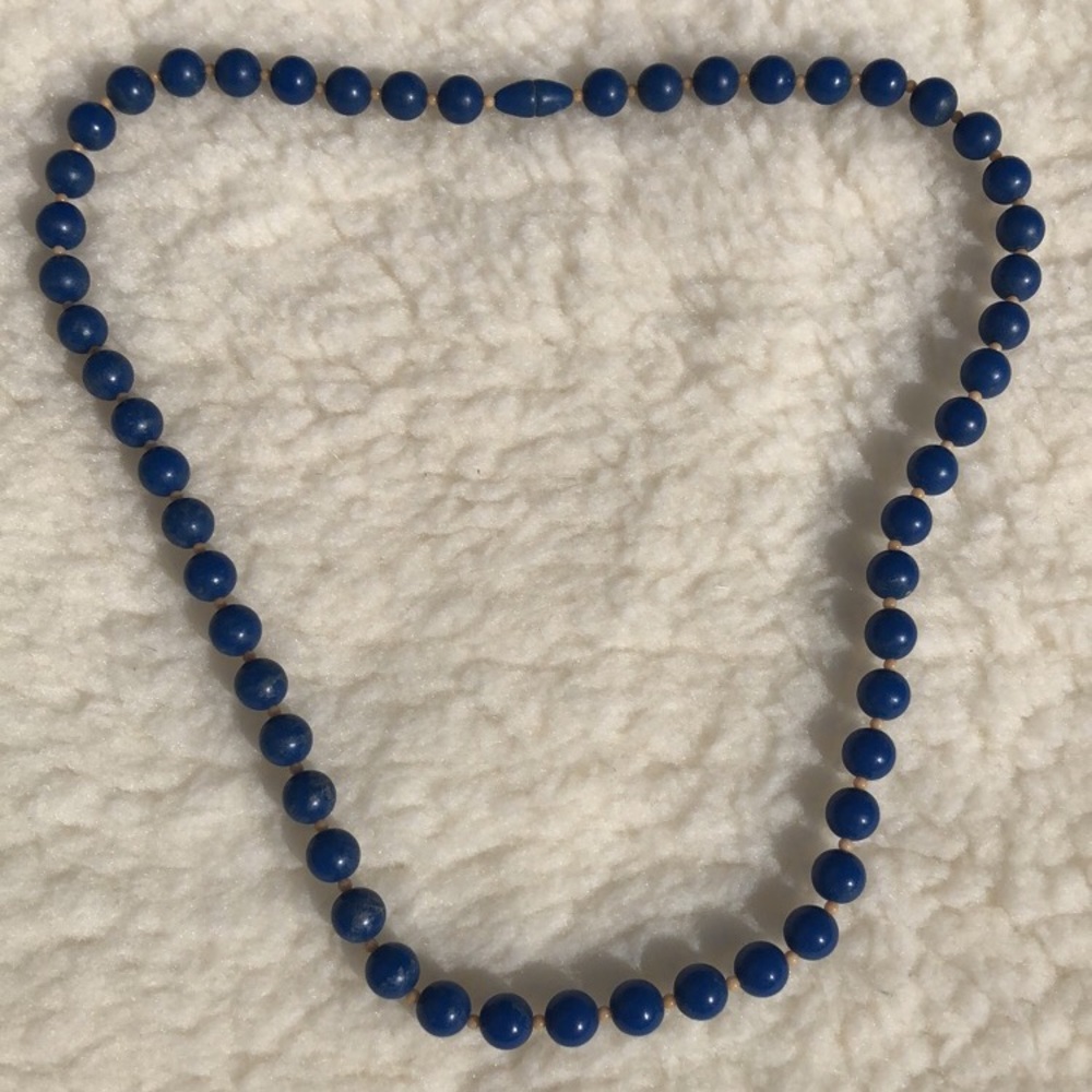 Blue Wooden Bead Necklace